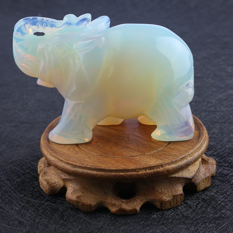 Natural Quartz Baby Elephant Stone Crystal Healing Carved Gemstone Animal Decor
