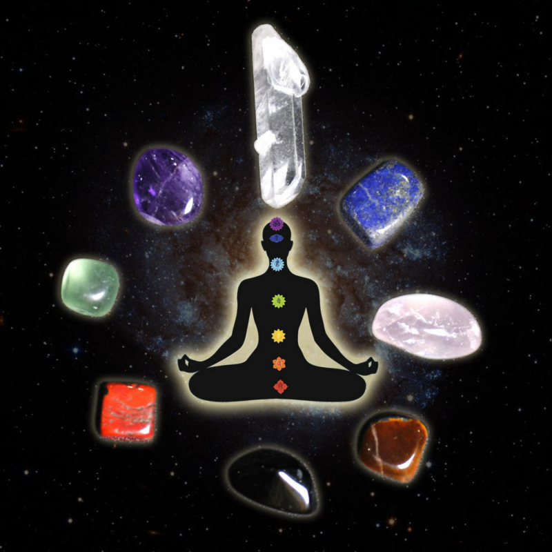 5Pcs 7 Chakra Healing Balance Crystal Raw Natural Quartz Tumbled Stones W/ Pouch