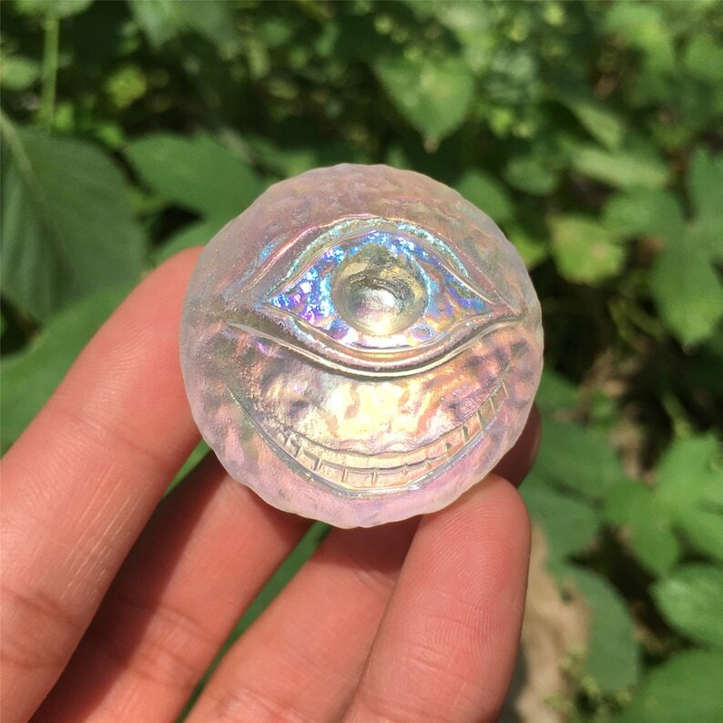 1PC Titanium Rainbow Melting stone ball Quartz  Mysterious Eyeball Reiki Heal