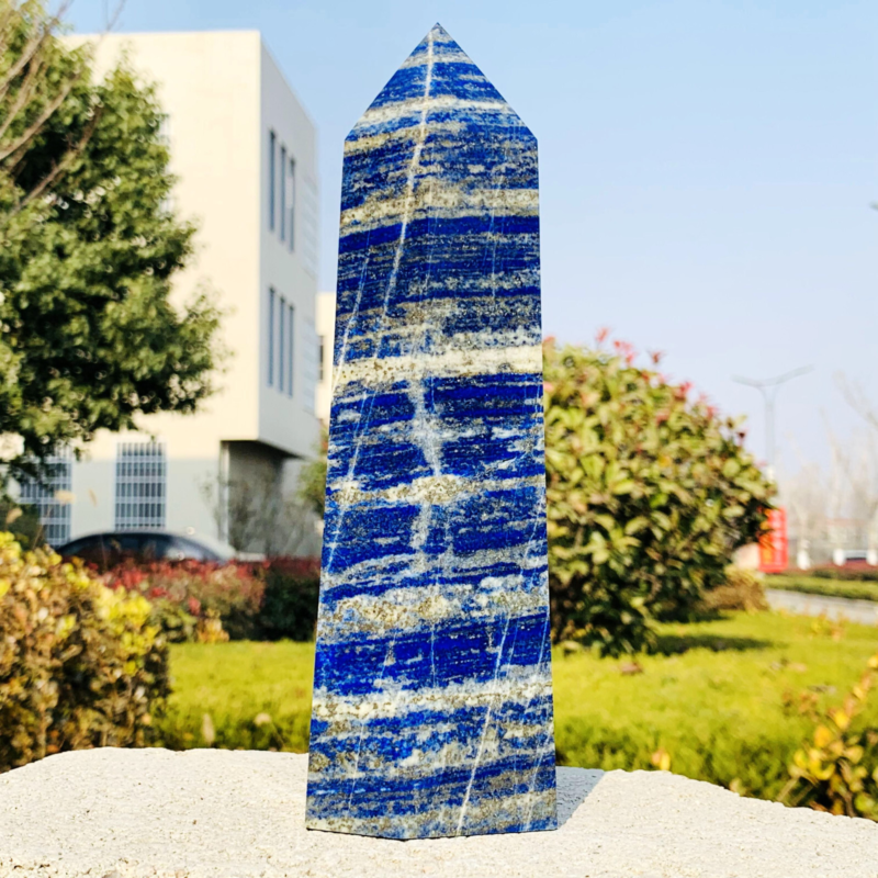 3.49LB Natural lapis lazuli Quartz Crystal Obelisk Wand Point Healing Stone
