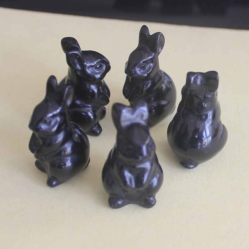 Carved gemstone crystal rabbit bunny figurine animal carving home decor 1.5''