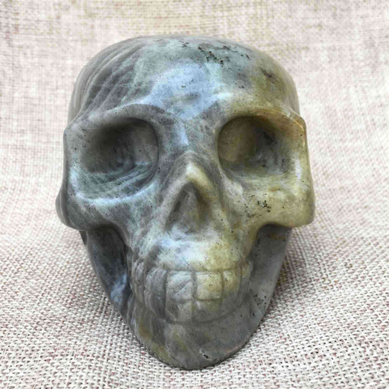 Natural Labradorite Skull,Quartz Crystal Skull,Hand Carved,Home