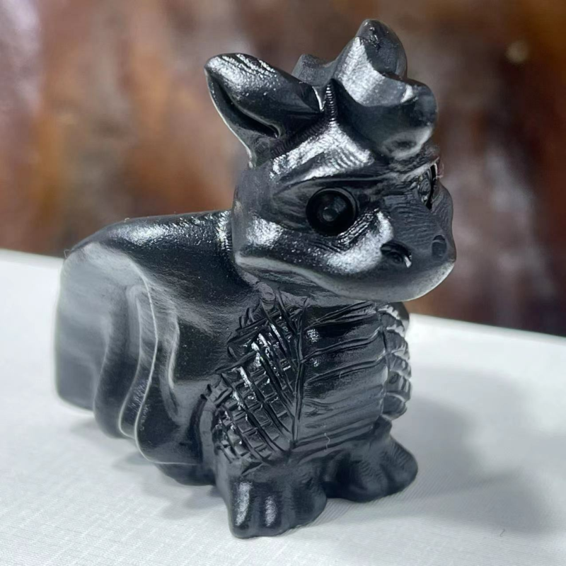 2" Natural obsidian quartz hand carved crystal animal skull reiki healing 1pc