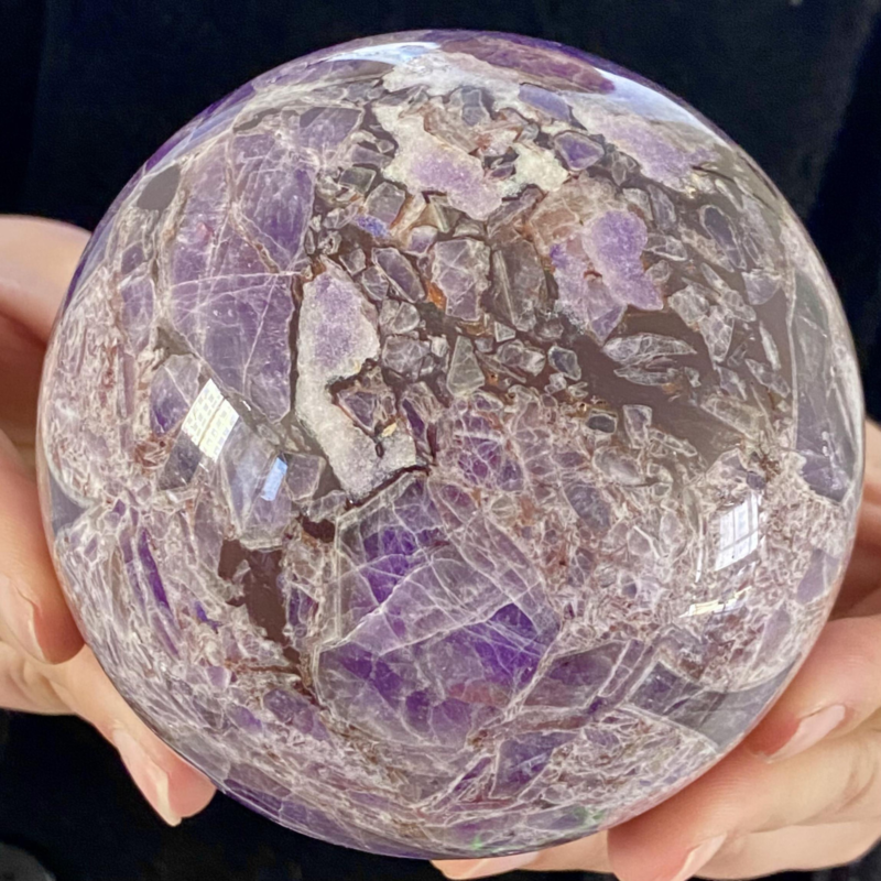 2.83LB Natural Dream Amethyst Quartz Crystal Sphere Ball Healing
