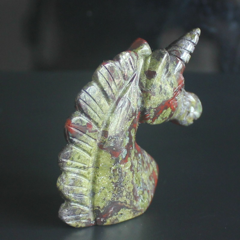HLbshi Hand Carved Mixed Gemstone quartz crystal Unicorn animal Figurine Carving