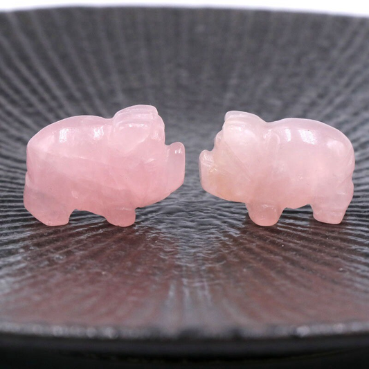 5Pcs Natural Rose Quartz Mini Crystal Piggy Animal Carved Chakra Gemstone Decor