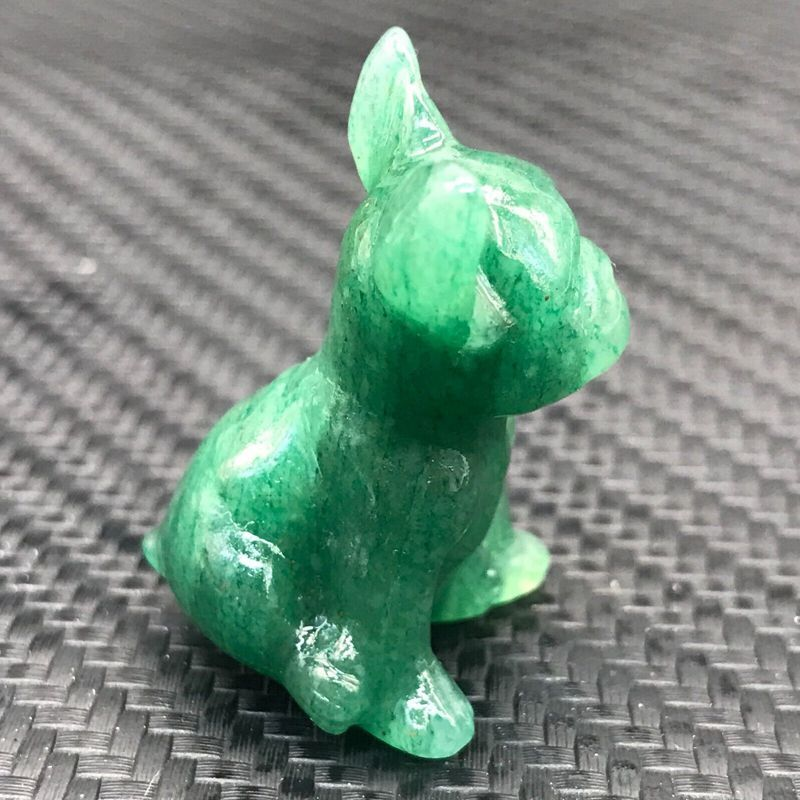 3cm Natural Quartz Crystal Carved Rough Stone French Bulldog Energy Animal Decor
