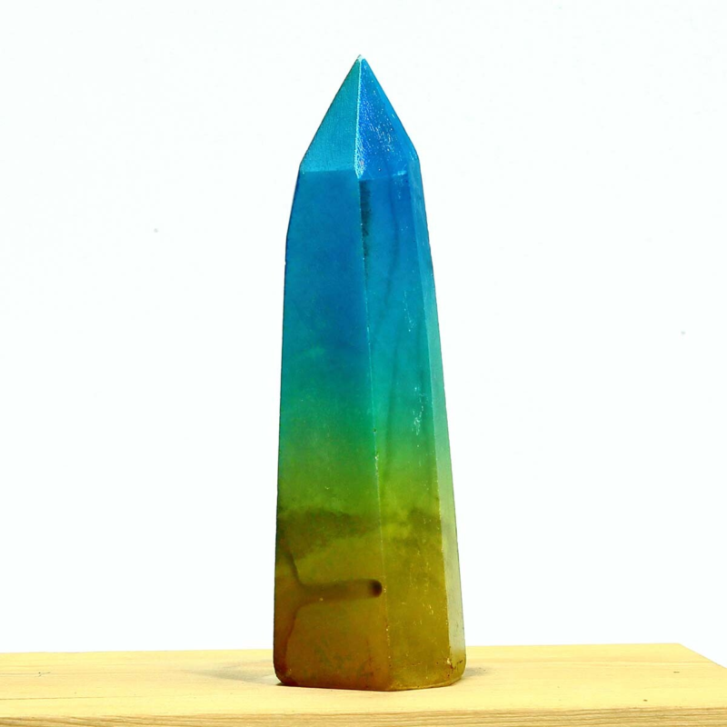 237g Electroplated Natural Crystal Quartz Tower Crystal Point rainbow Healing