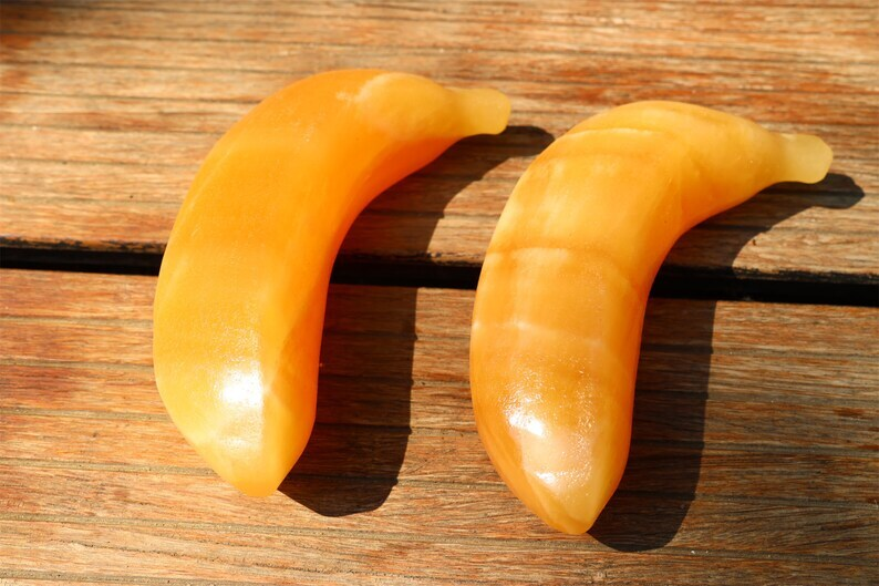 5.7" Natural Geode Stone Carved Banana Reiki Crystal Skull Decor Crystal Gift 1x