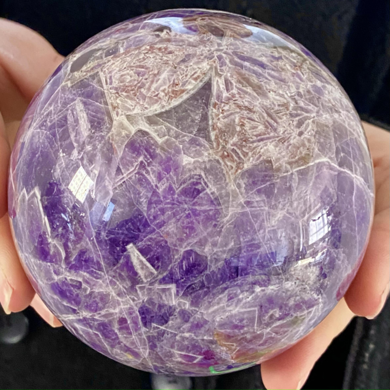 2.83LB Natural Dream Amethyst Quartz Crystal Sphere Ball Healing