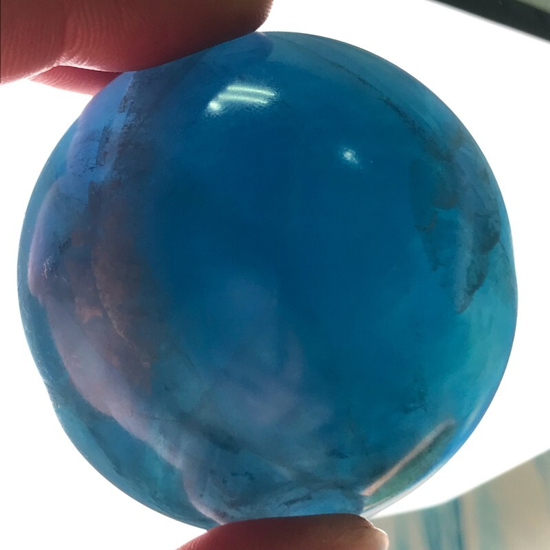 274GNatural Blue Fluororite Quartz Crystal Ball Polished Mineral Repair