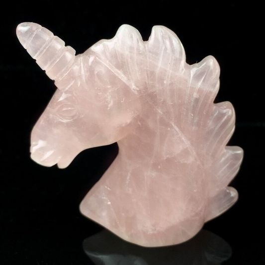 Natural Rose Quartz Unicorn Crystal Animal Mineral Specimens Sculpture Heal 1pc