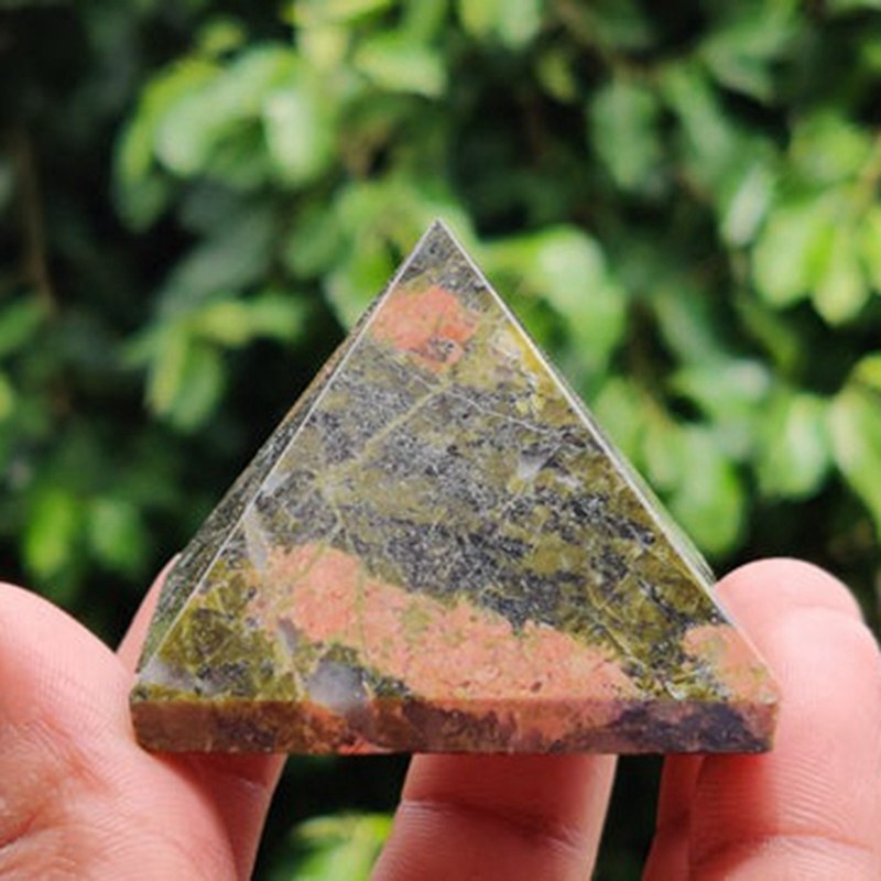 Natural Unakite Epidote Quartz Crystal Energy Tower Chakra Mineral Pyramid Gift
