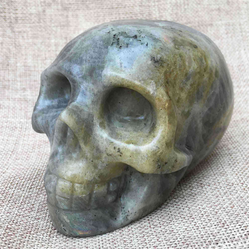 Natural Labradorite Skull,Quartz Crystal Skull,Hand Carved,Home