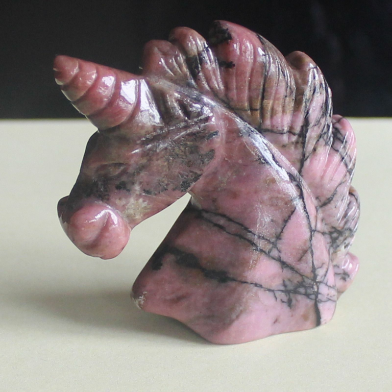 HLbshi Hand Carved Mixed Gemstone quartz crystal Unicorn animal Figurine Carving