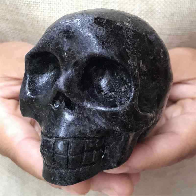 0.41kg Natural black jade quartz skull carved Quartz Crystal skull Healing