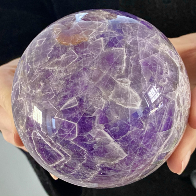 2.83LB Natural Dream Amethyst Quartz Crystal Sphere Ball Healing