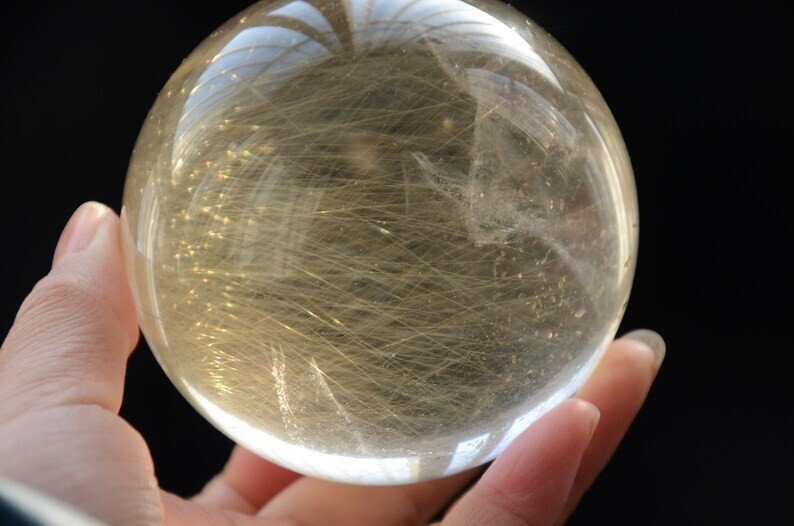 Museum Collection Tibetan High Altitude Gold Rutilated Ball Sphere Orb Gem 3.18'
