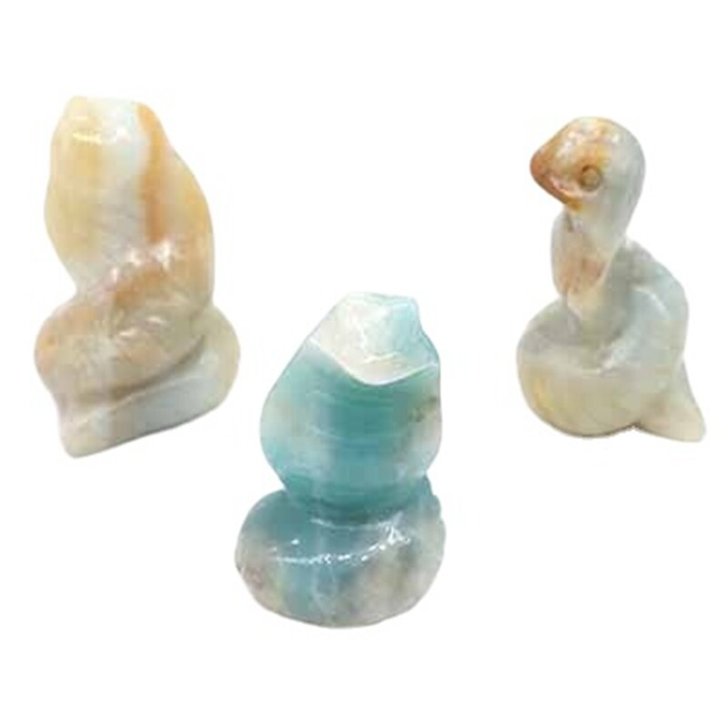 Natural Quartz Crystal Carved Snake Viper Healing Stone Cobra Animal Decor Reiki