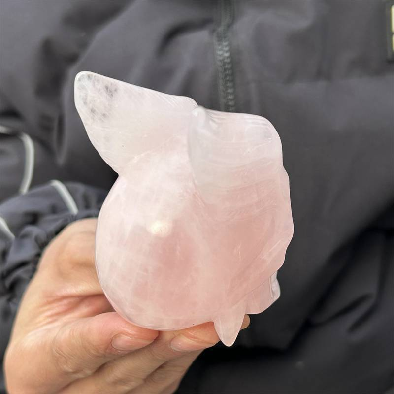 0.3kg Natural rose quartz skull carved Quartz Crystal skull Energy Healing