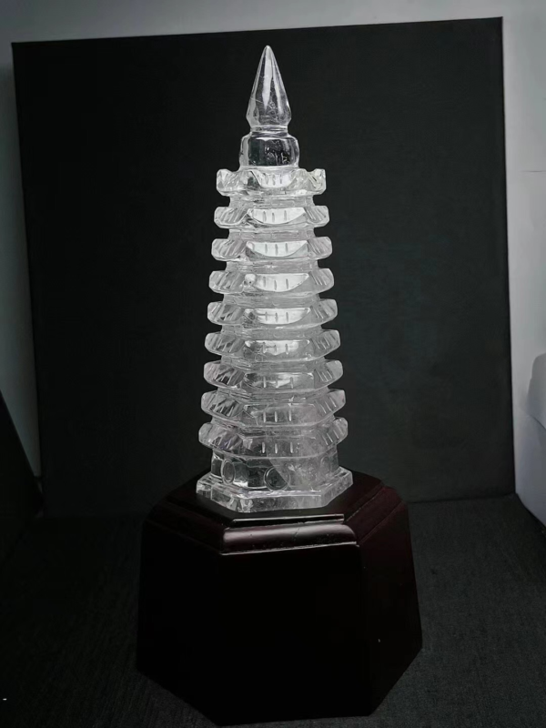 2.5LB Natural clear White pyramid Quartz point Crystal Reiki Healing+stand