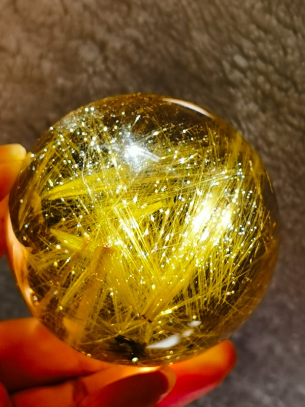 Museum Collection Tibetan High Altitude Gold Rutilated Ball Sphere Orb Gem 2.4'