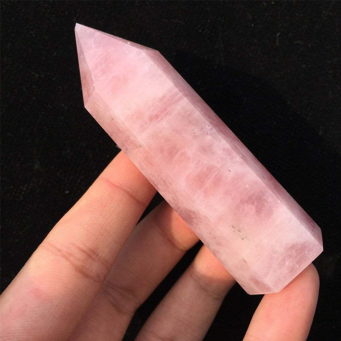 1pc 70g+ Natural Rose Quartz Crystal Obelisk,Quartz Crystal Wand Point, Mineral Specimen,Energy Balancing,Home decoration, Reiki Healing
