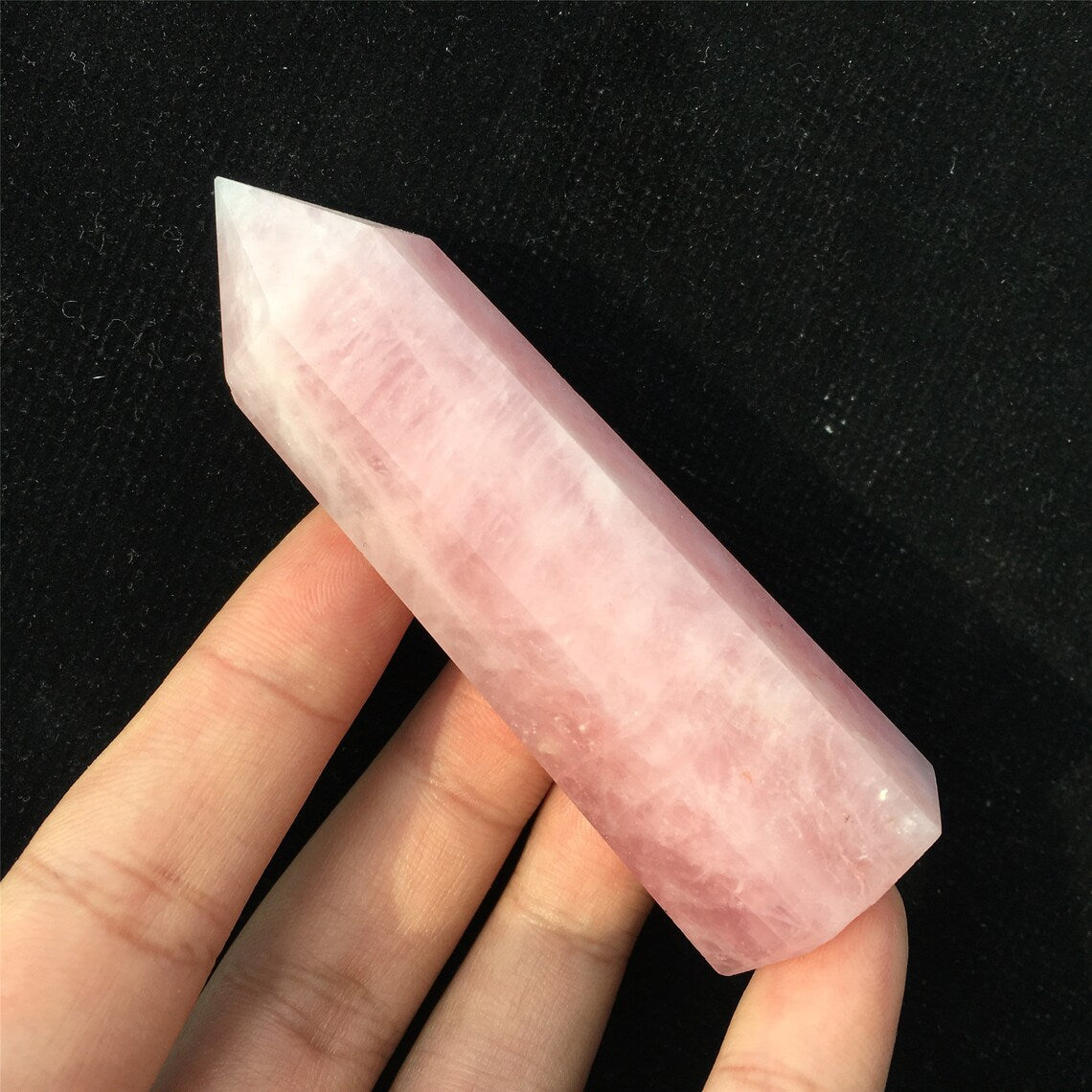 1pc 70g+ Natural Rose Quartz Crystal Obelisk,Quartz Crystal Wand Point, Mineral Specimen,Energy Balancing,Home decoration, Reiki Healing