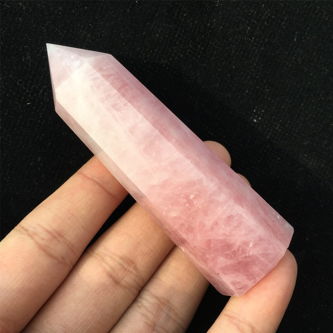 1pc 70g+ Natural Rose Quartz Crystal Obelisk,Quartz Crystal Wand Point, Mineral Specimen,Energy Balancing,Home decoration, Reiki Healing