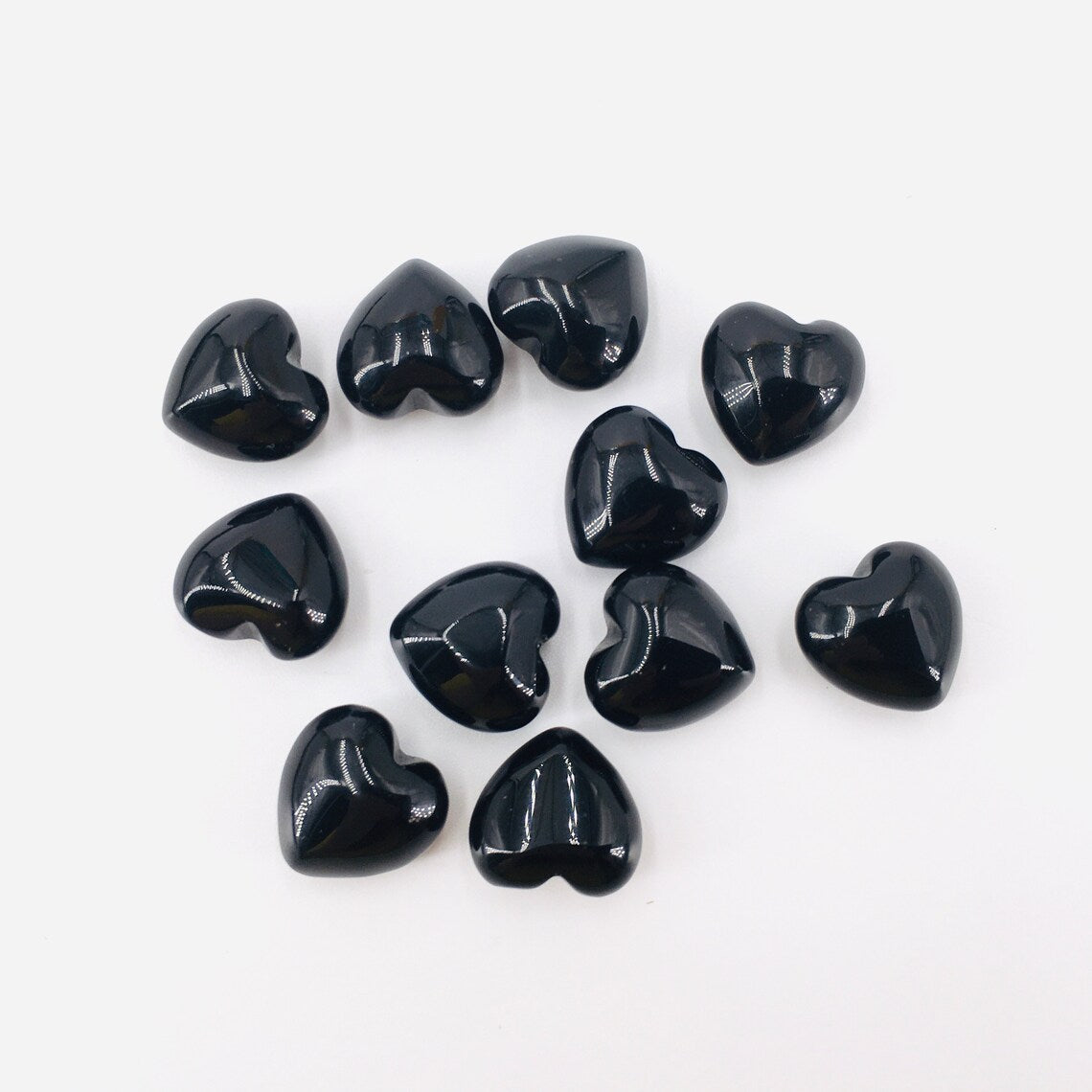 10PCS Mini corazón de obsidiana natural, colgante de corazón de cristal de cuarzo, talla de cristal, joyería, espécimen mineral, curación de Reiki, regalos de cristal 20g+
