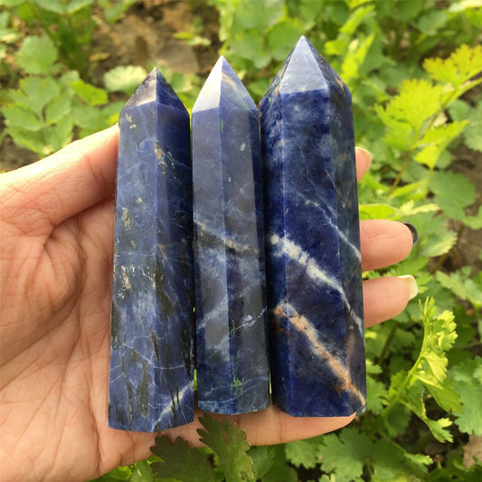 1PC Natural Sodalite Obelisk,Quartz Tower,Crystal Point Wand,Rock,Stone,Home Decoration,Crystal Healing,Mineral Specimen,Crystal Gifts 70g+