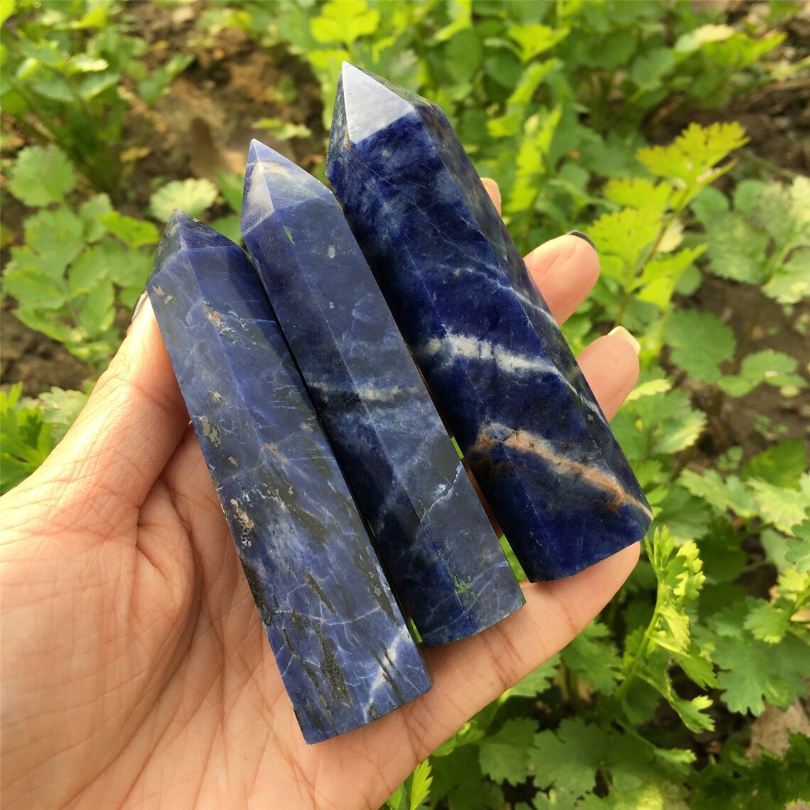 1PC Natural Sodalite Obelisk,Quartz Tower,Crystal Point Wand,Rock,Stone,Home Decoration,Crystal Healing,Mineral Specimen,Crystal Gifts 70g+