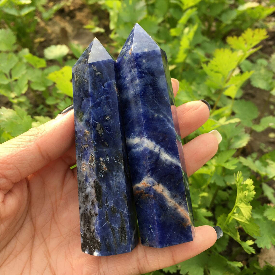 1PC Natural Sodalite Obelisk,Quartz Tower,Crystal Point Wand,Rock,Stone,Home Decoration,Crystal Healing,Mineral Specimen,Crystal Gifts 70g+