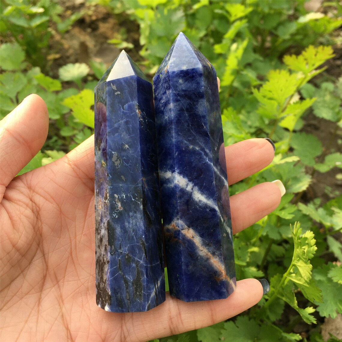 1PC Natural Sodalite Obelisk,Quartz Tower,Crystal Point Wand,Rock,Stone,Home Decoration,Crystal Healing,Mineral Specimen,Crystal Gifts 70g+