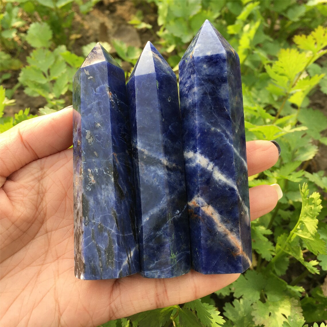 1PC Natural Sodalite Obelisk,Quartz Tower,Crystal Point Wand,Rock,Stone,Home Decoration,Crystal Healing,Mineral Specimen,Crystal Gifts 70g+