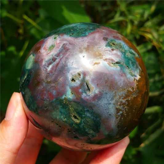 Crystal carved ball of Ocean Jasper  #702403