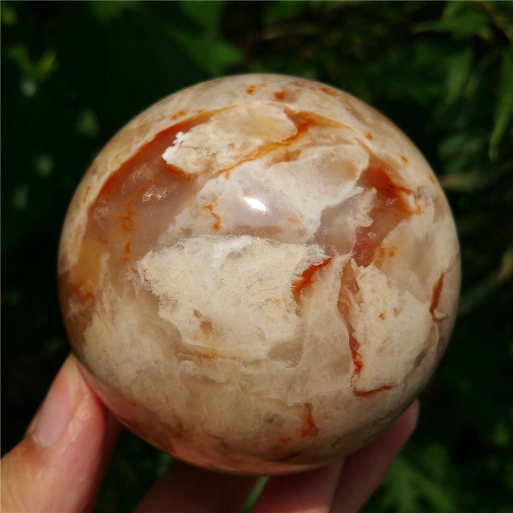 Crystal carved ball of Ocean Jasper
