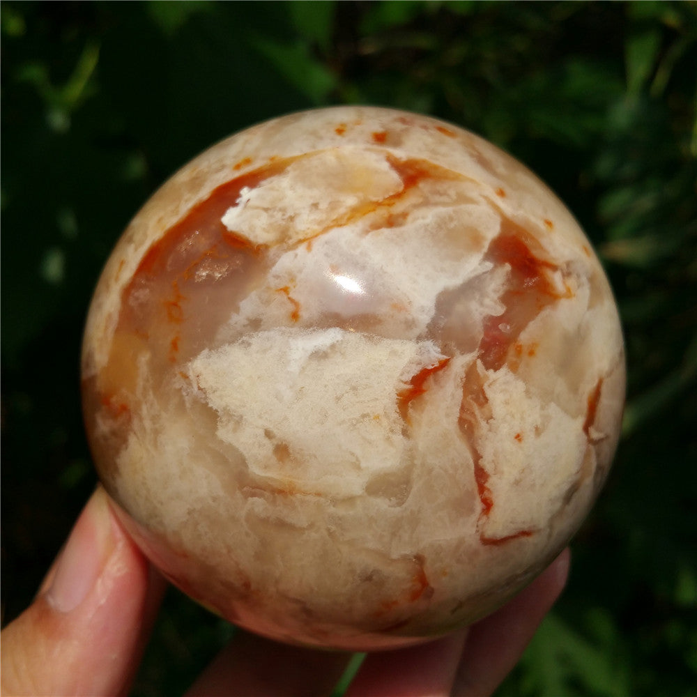 Crystal carved ball of Ocean Jasper