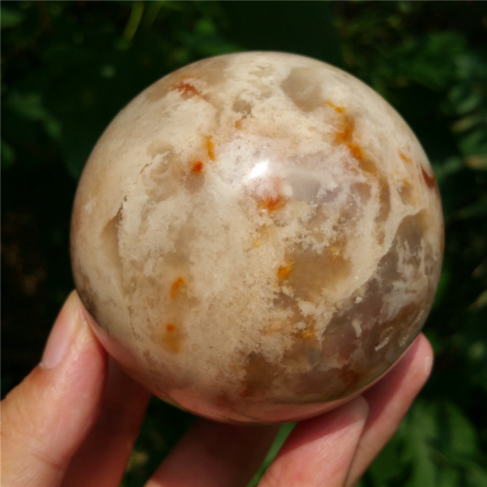 Crystal carved ball of Ocean Jasper