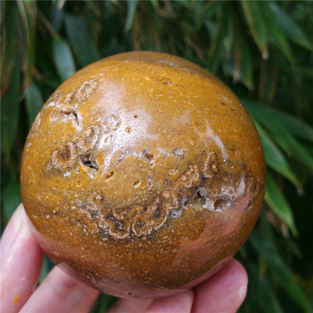 Crystal carved ball of Ocean Jasper  #702407