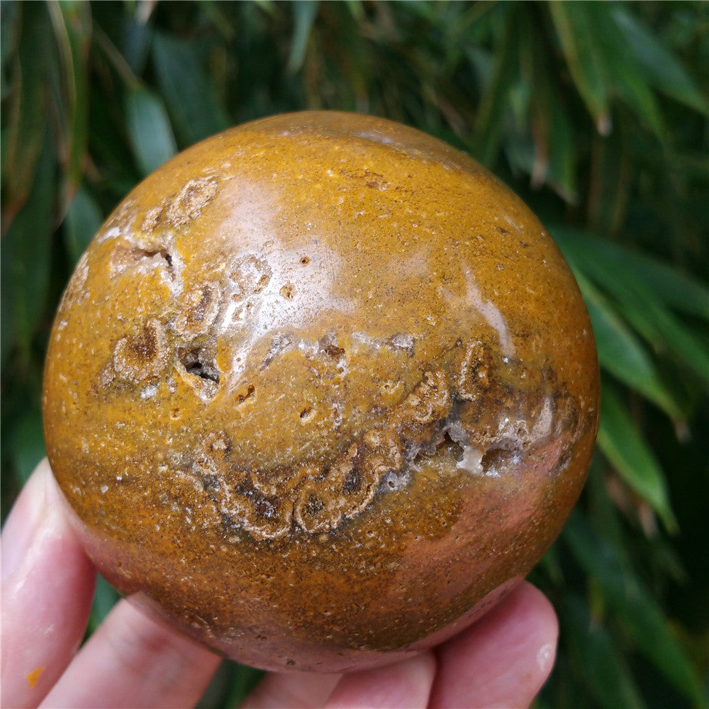 Crystal carved ball of Ocean Jasper  #702407