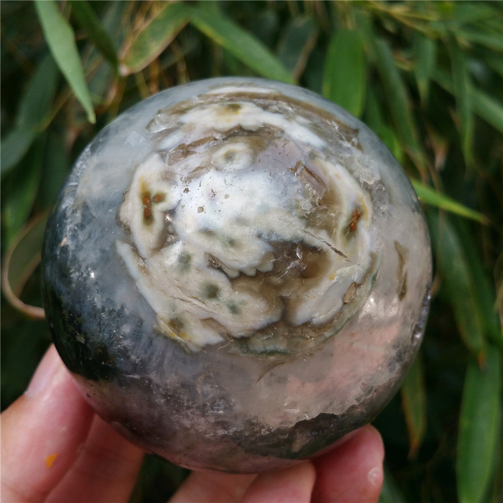 Crystal carved ball of Ocean Jasper  #702626