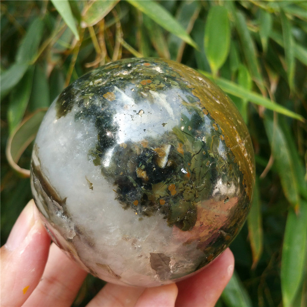 Crystal carved ball of Ocean Jasper  #702626