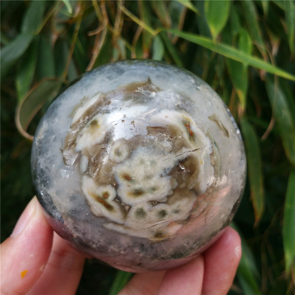Crystal carved ball of Ocean Jasper  #702626