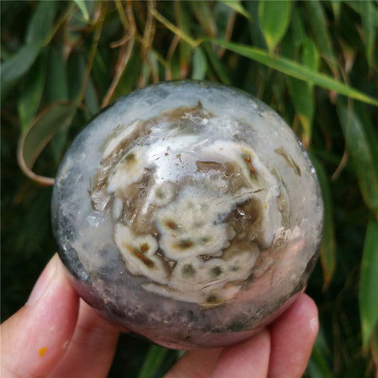 Crystal carved ball of Ocean Jasper  #702626