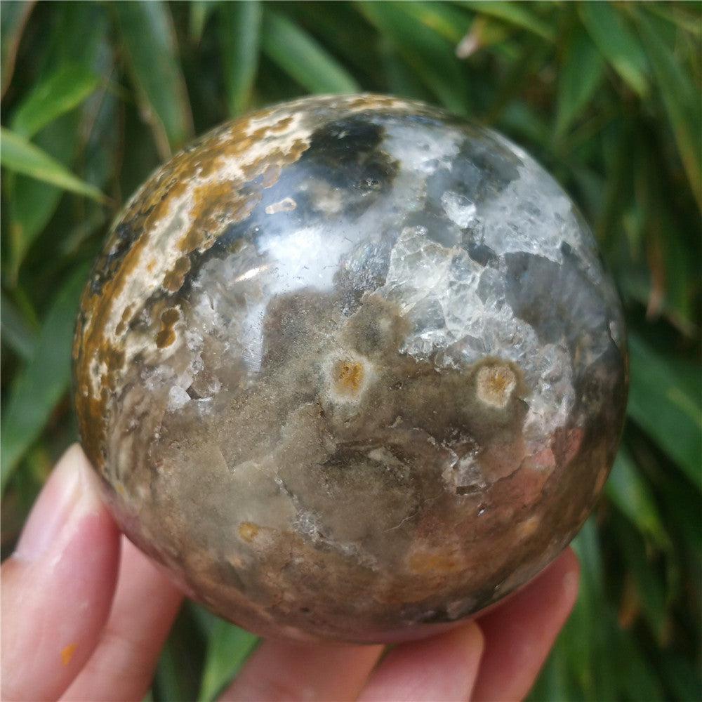 Crystal carved ball of Ocean Jasper  #702408