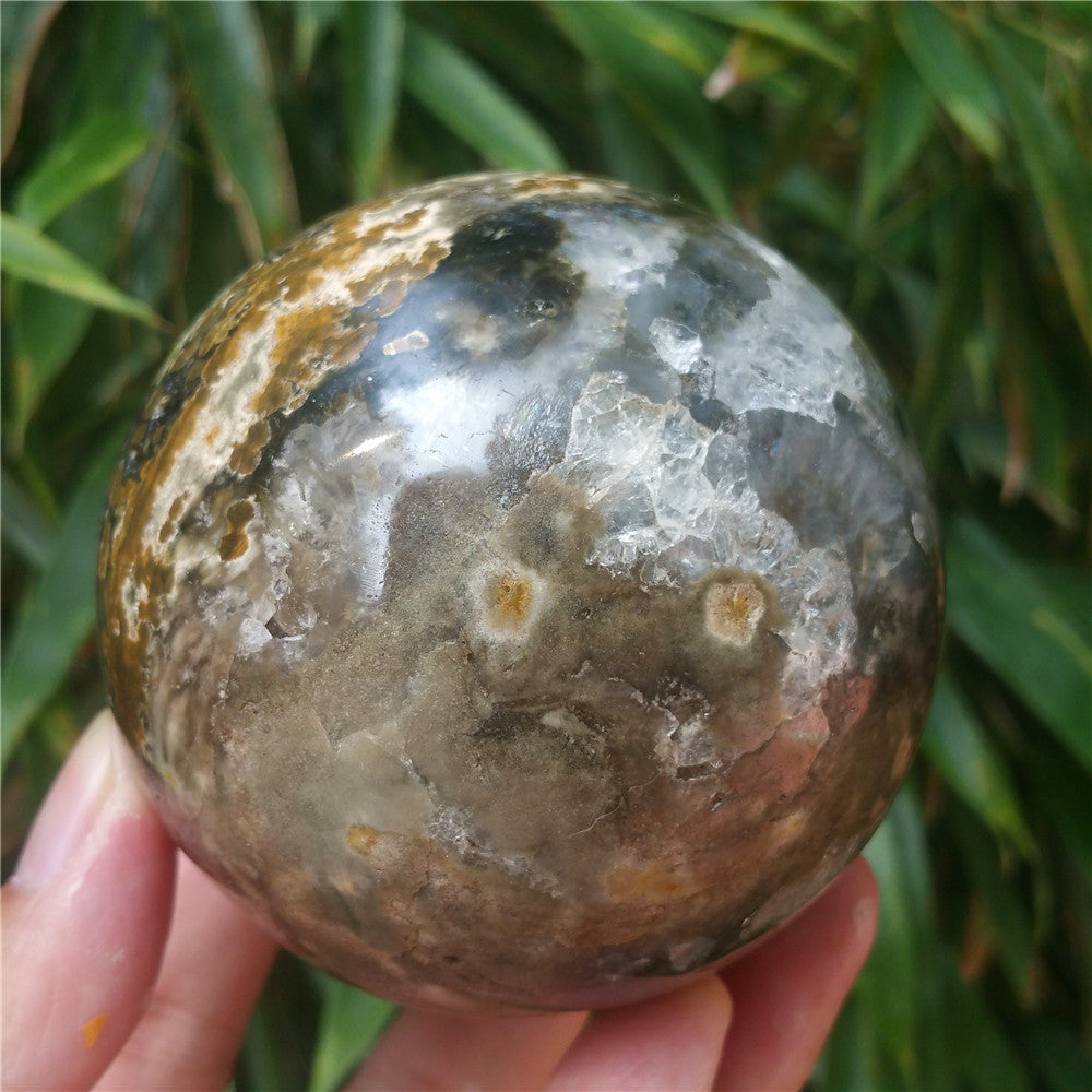 Crystal carved ball of Ocean Jasper  #702408