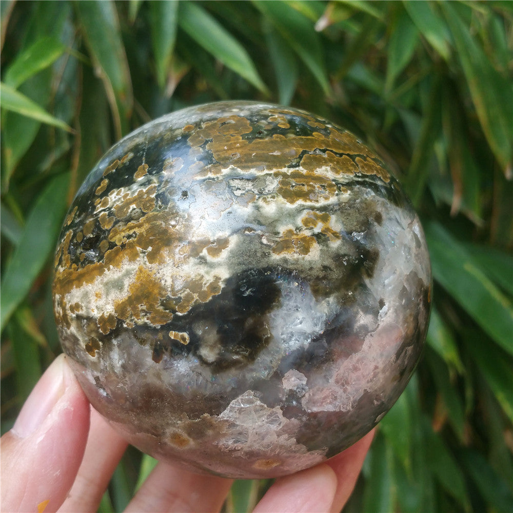 Crystal carved ball of Ocean Jasper  #702408