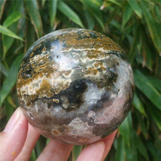 Crystal carved ball of Ocean Jasper  #702408