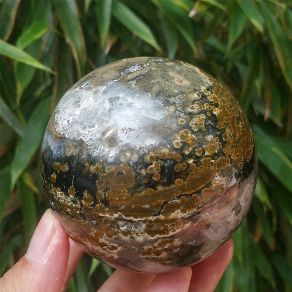 Crystal carved ball of Ocean Jasper  #702408